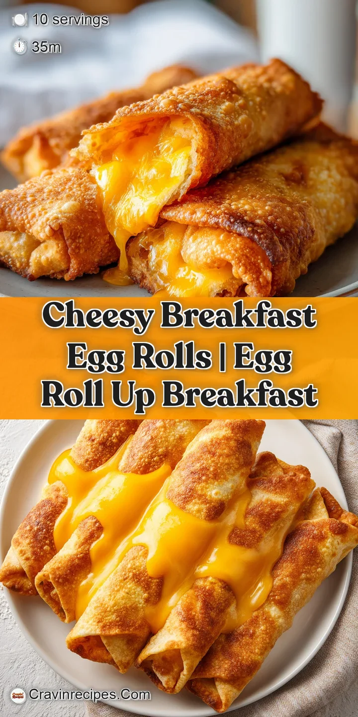 Close-up of a sliced crispy roll revealing melted gooey cheese and fluffy scrambled eggs with green onion bits.