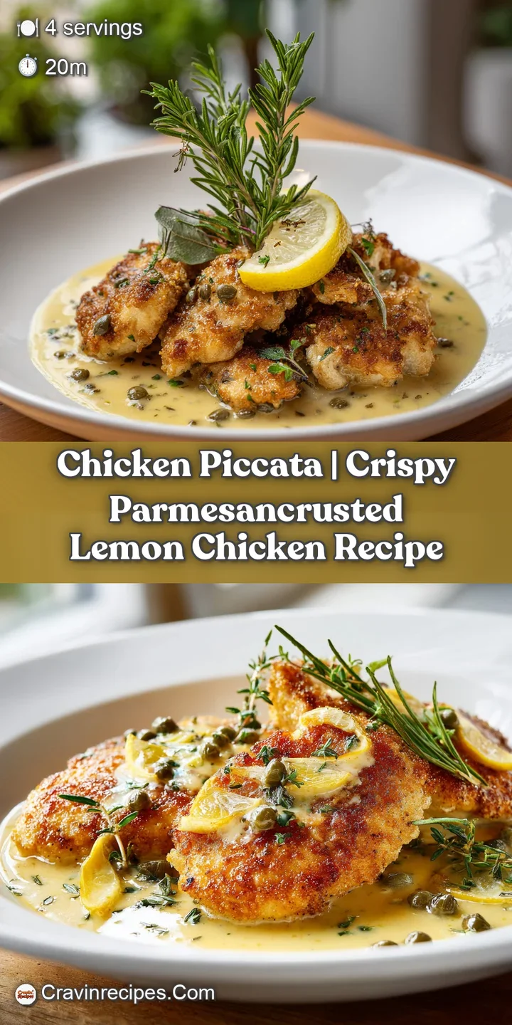 Close-up of a crispy, golden chicken cutlet bathed in a rich, vibrant lemon-butter sauce with capers.