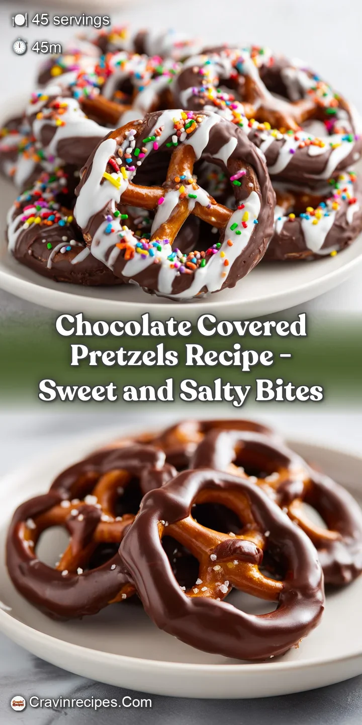 Close-up of a dark chocolate-covered pretzel with a swirl of white chocolate; rich, smooth, and slightly melting.
