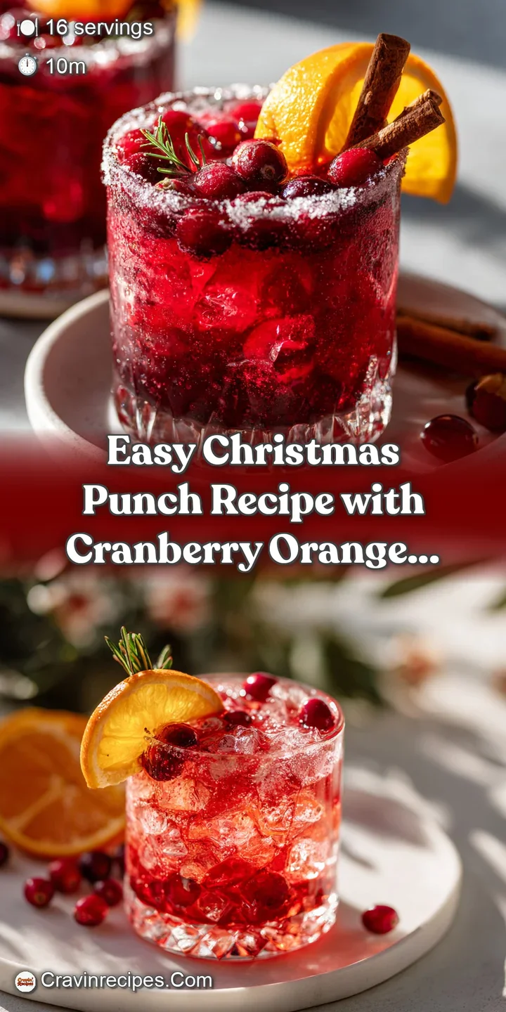 Close-up of chilled Christmas punch, highlighting the condensation on the glass, bright red drink, festive fruit slices, a...
