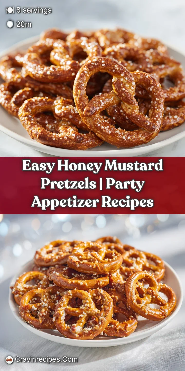 Close-up shot revealing the crunchy texture & vibrant, sticky honey-mustard coating every crevice of the golden pretzels.