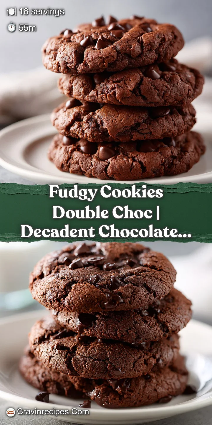 Close-up captures a decadent double chocolate cookie, oozing melted chocolate, highlighting the deep, dark color and irres...