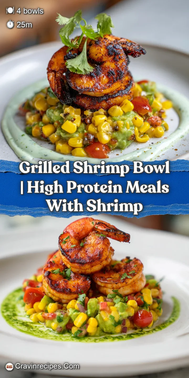 Close-up of juicy, charred shrimp drizzled with zesty lime crema, resting atop a bed of colorful, fresh vegetables.