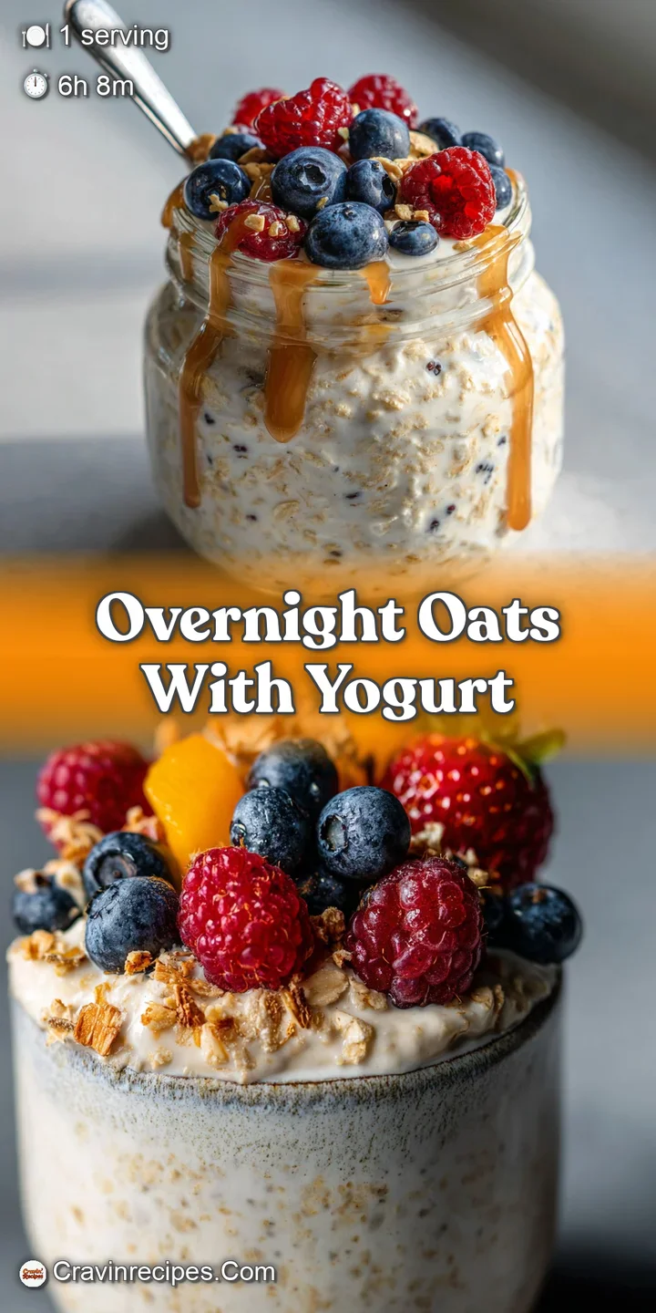 Close-up of plump blueberries nestled in creamy overnight oats, with a peek of crunchy granola creating tempting textures.