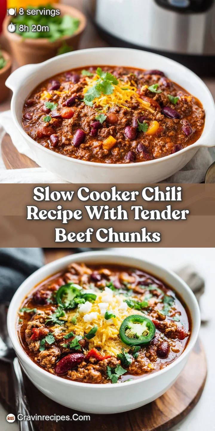 Close-up of glistening, slow-cooked chili, the surface slick with flavorful oils, showcasing visible spices and hearty tex...