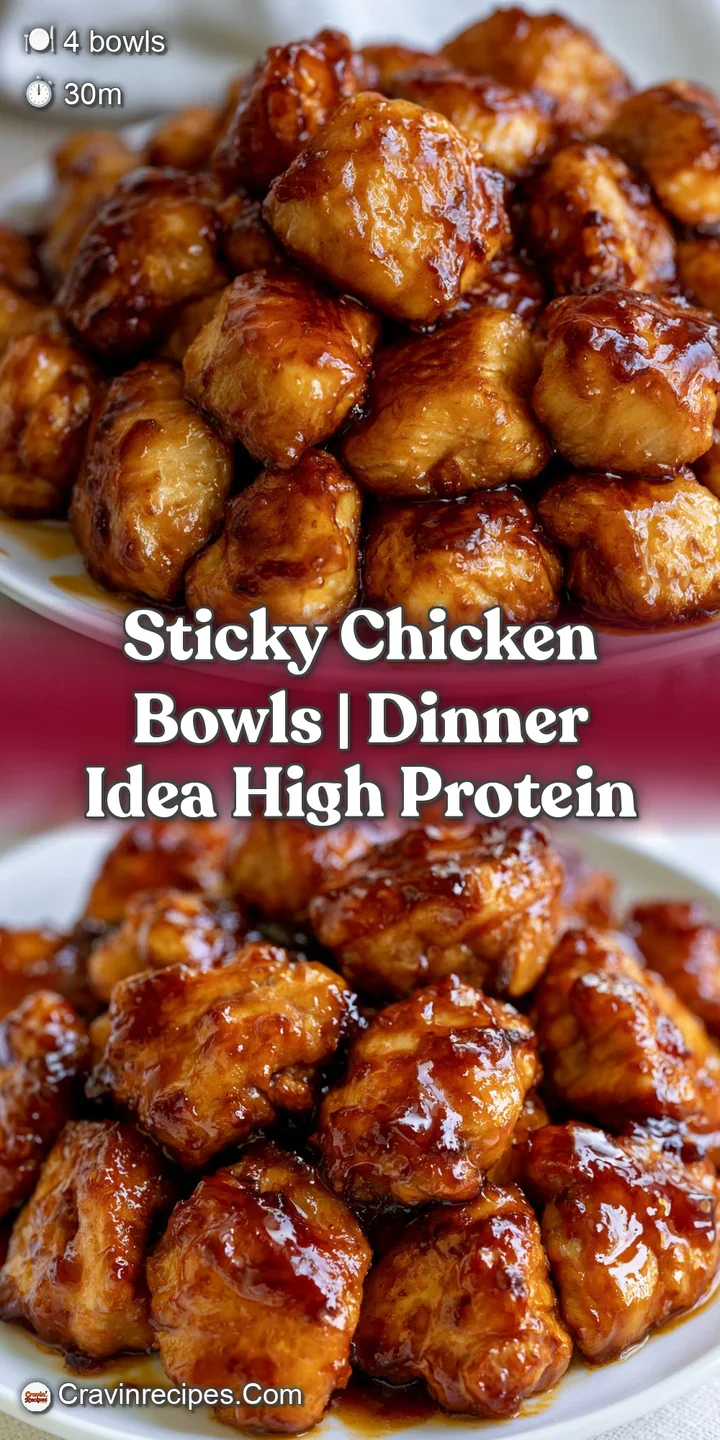 Extreme close-up of glistening, honey-glazed chicken chunks with toasted sesame seeds and a drizzle of savory sauce.