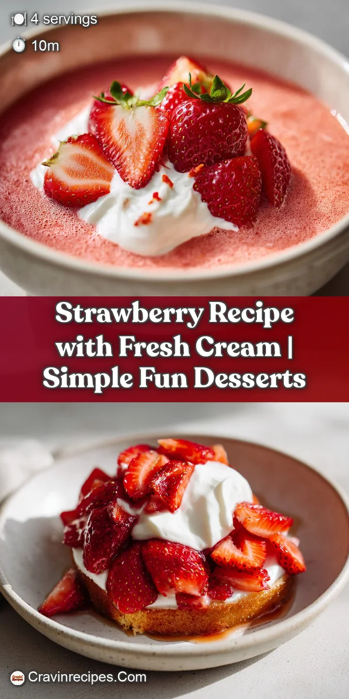 Close-up of juicy, deeply colored strawberries coated in a thick, glossy layer of rich, cool white cream.