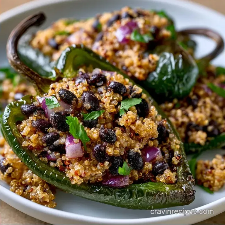 Black Bean Poblano Peppers with Quinoa