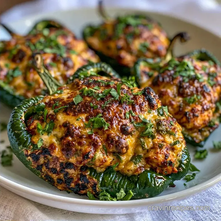 Cheesy Chicken Stuffed Poblanos