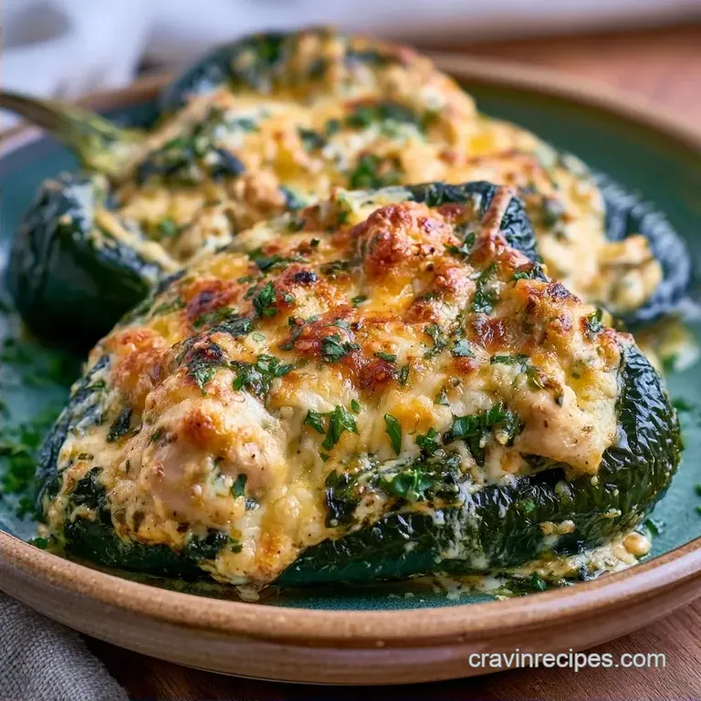 Creamy Gluten Free Chicken Stuffed Poblanos