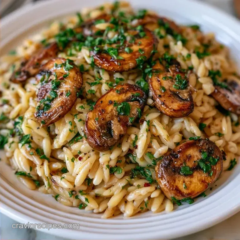 One-Pot Creamy Garlic Mushroom Orzo