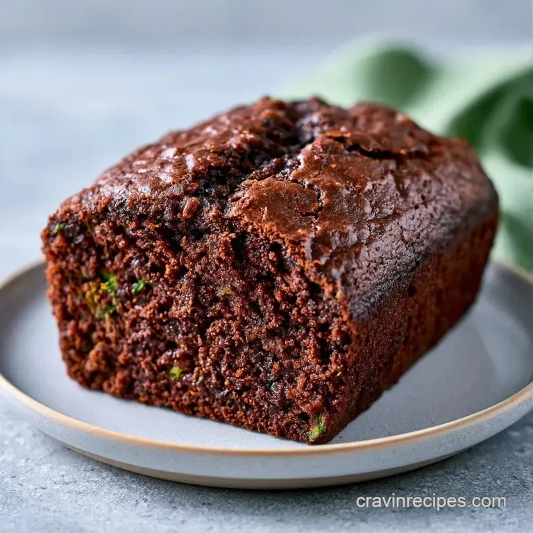 Deep brown moist cake slice on a white ceramic plate, accented by a dollop of cream and a fresh mint leaf garnish.