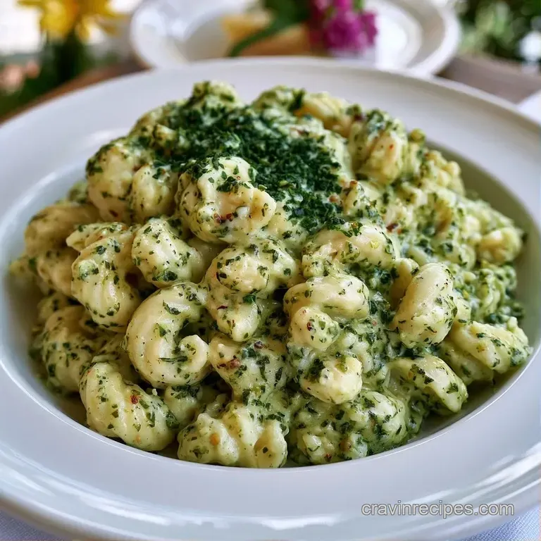 Swirled pasta coated in a velvet green cream sauce, topped with charred poblanos and a sprinkle of cotija cheese.