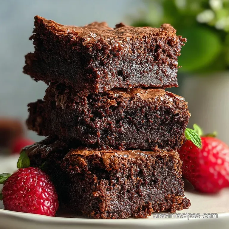 A single, perfect brownie square dusted with powdered sugar, resting on a white plate. Decadent and tempting, ready to be ...
