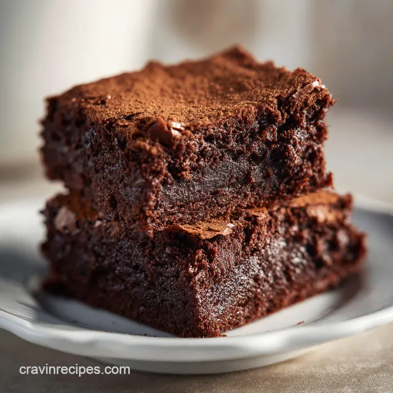 Glossy chocolate squares piled high on a delicate white plate, creating a tempting tower of gluten-free indulgence.