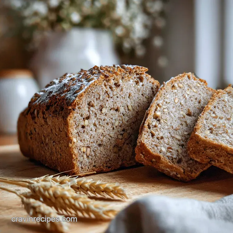 Slices of wholesome bread arranged on a wooden board, its hearty texture contrasted with a pat of melting butter.