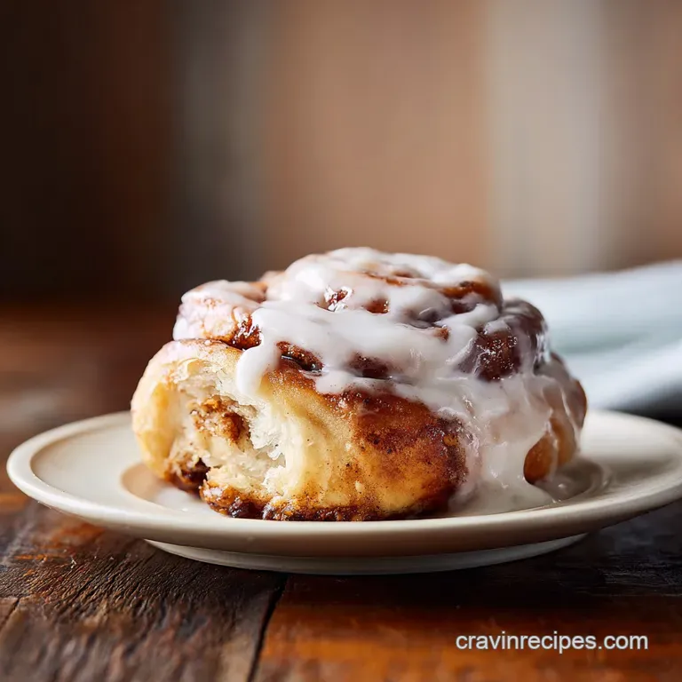Warm, sliced cinnamon roll on a plate. Steaming, soft interior with gooey icing melting down side. Served with coffee.