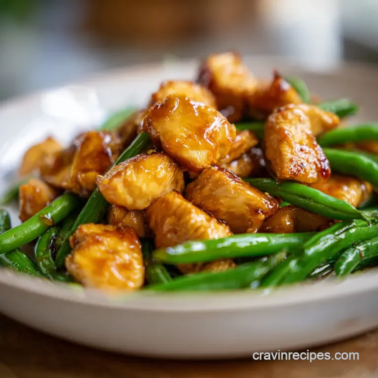 Tender chicken thighs and creamy white beans drizzled in a glossy glaze on a minimalist ceramic white plate.