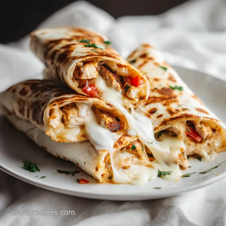 Low Carb Cheesy Garlic Chicken Wraps: Ooey Gooey