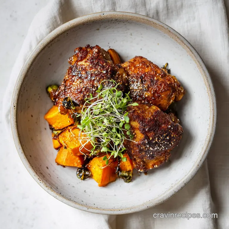 Glazed golden-brown chicken breast slices atop a bed of fluffy grains with bright green roasted broccoli florets.