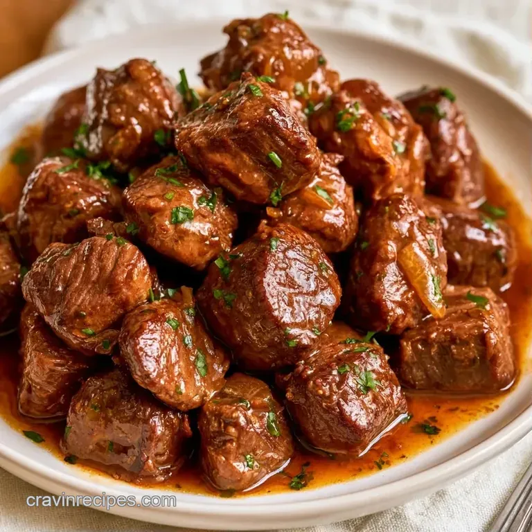 Slices of tender beef nestled in a shallow bowl with zesty lime wedges and bright green cilantro on a ceramic plate.