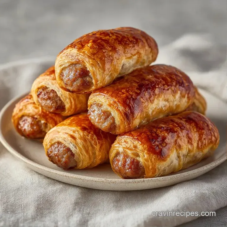 Small golden pastry rolls served on a white ceramic plate with a side of tangy mustard and a sprig of fresh parsley.