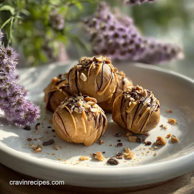 Neatly arranged energy balls. Tan color, visible oat texture on a small plate, ready to grab, eat, and enjoy as a snack.