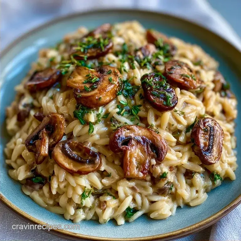 One Pot Creamy Mushroom Orzo