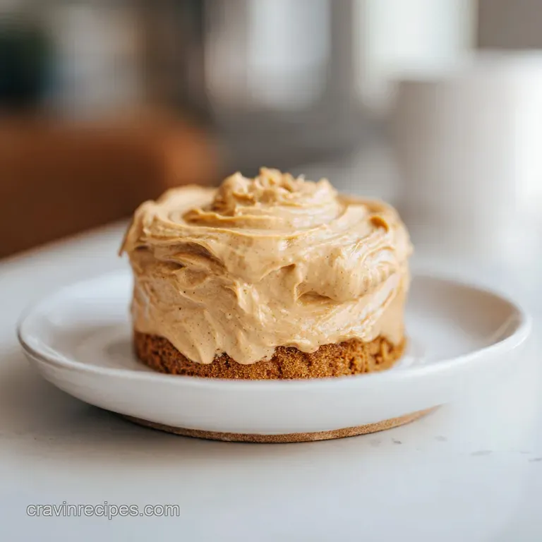 Elegant piped peanut butter frosting roses on a cupcake, dusted with cocoa, on a white plate. A tempting, sweet indulgence.