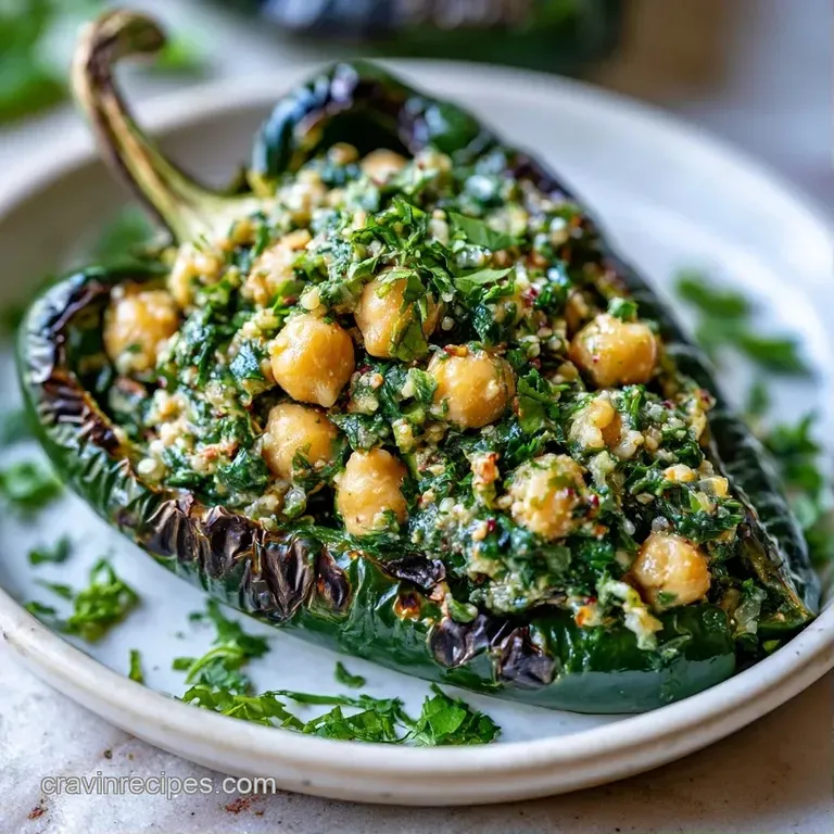 Colorful medley of roasted green chilies and tender chickpeas served in a ceramic bowl with a fresh lime wedge side.