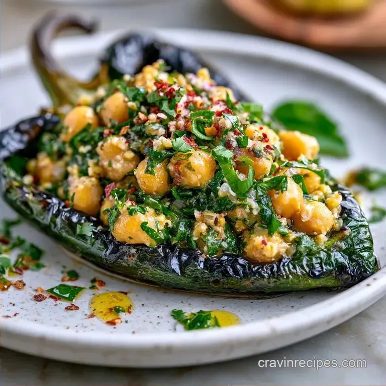 Roasted Poblano Peppers with Chickpea Salad