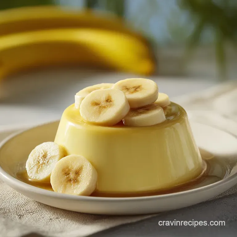 A tall glass showing layers of pale yellow cream, crisp wafers, and fresh banana coins topped with fluffy cream.