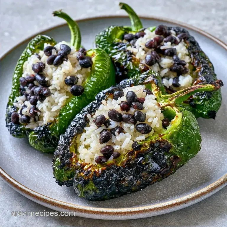 Rice Bean Poblanos with Black Beans