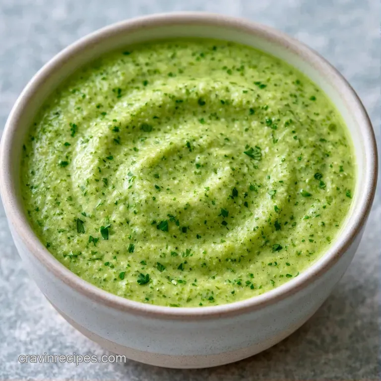 Smooth pale green dressing in a glass carafe beside a fresh salad bowl with vibrant radishes and mixed greens.