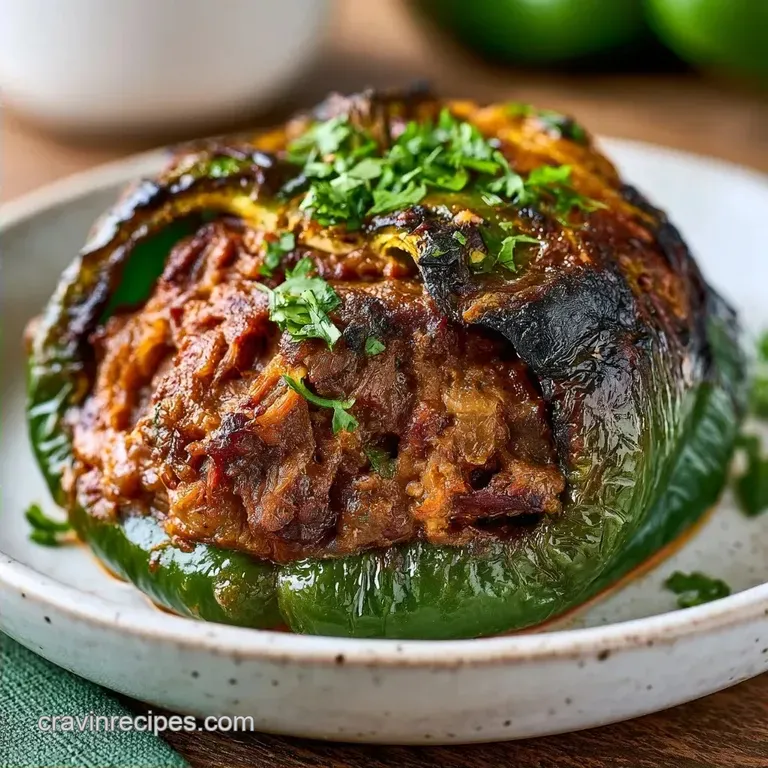 Smoked Poblano Peppers with Smoked Brisket