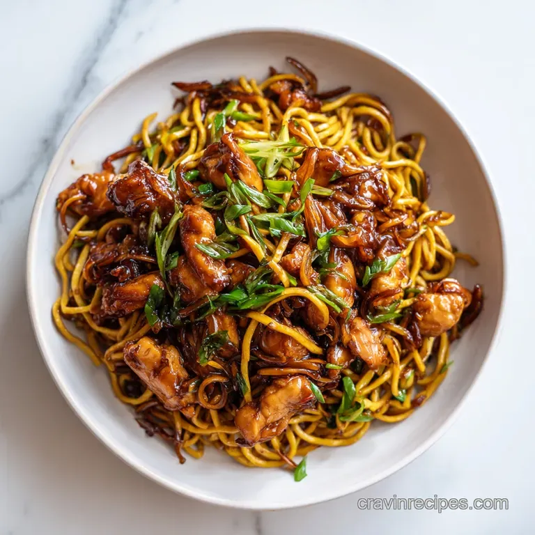 Sticky Garlic Chicken Noodles: Golden and Savory