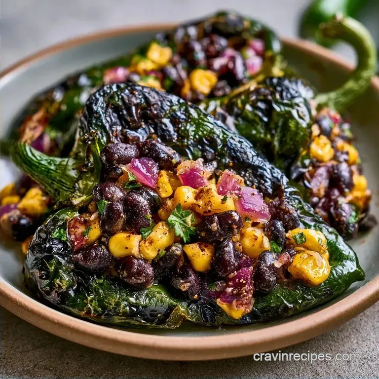 Smoky Roasted Stuffed Poblano Peppers