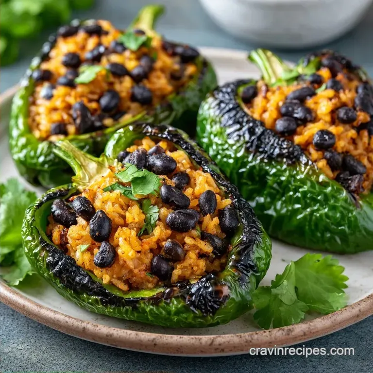 Vegetarian Stuffed Poblano Peppers with Rice