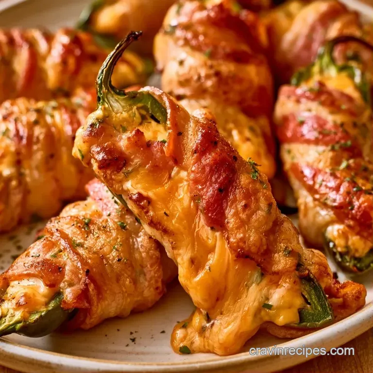 Elegant serving of halved jalape&ntilde;o poppers with crisp bacon edges and creamy white filling, fanned on a dark slate board