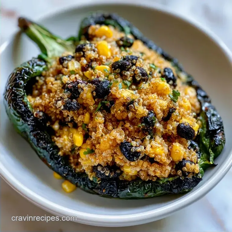Vegan Stuffed Poblano Peppers with Quinoa