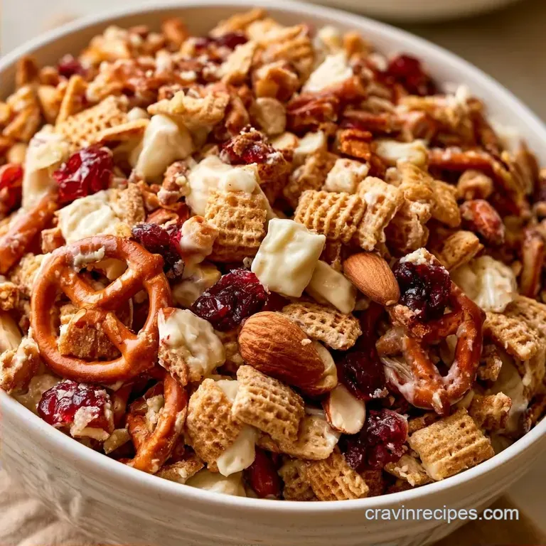 White Chocolate Chex Mix with Baking Chips